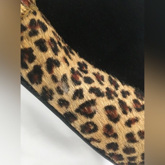 EUC Kate Spade gorgeous leopard print cow fur black suede wedge. - Picture 14 of 16